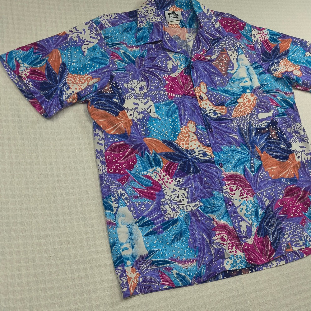 Hilo Hattie Mens XL Hawaiian Shirt Purple Leopard Jungle Print Hawaii 559 - Picture 9 of 9